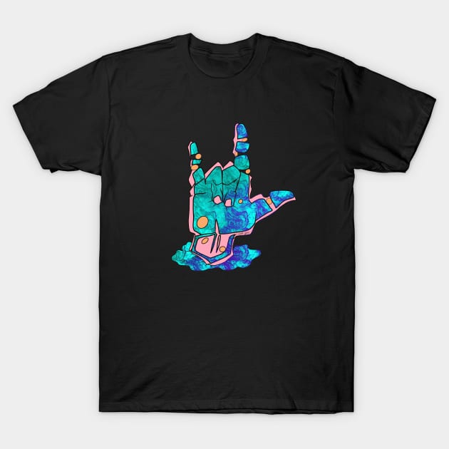 I Love You - asl teal hand T-Shirt by v_art9